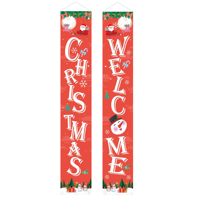 Christmas Porch Banner Hanging Front Door Couplets for Outdoor Holiday Party and New Year Decoration