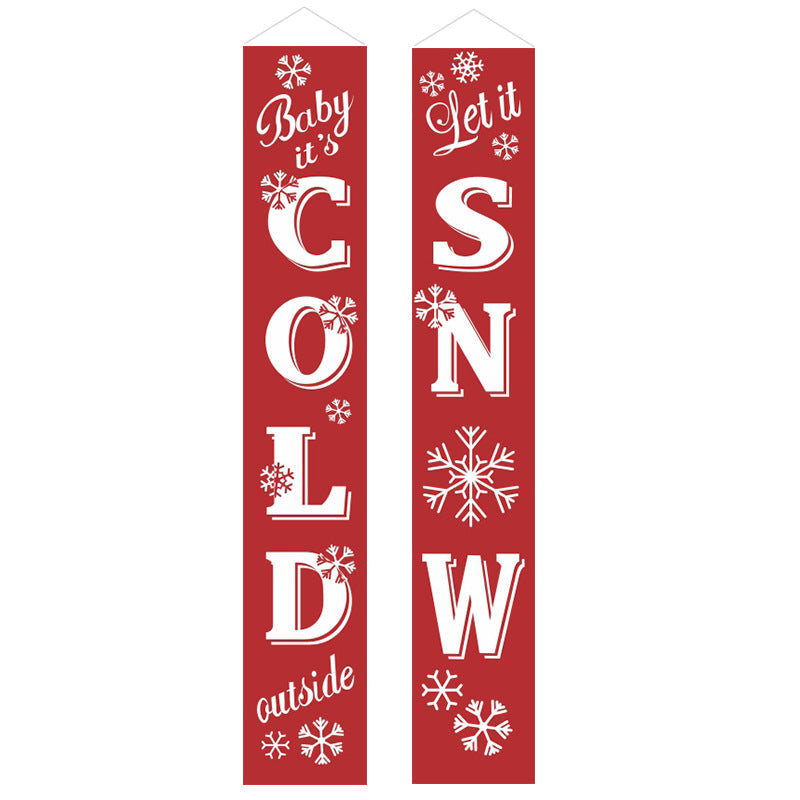 Christmas Porch Banner Hanging Front Door Couplets for Outdoor Holiday Party and New Year Decoration