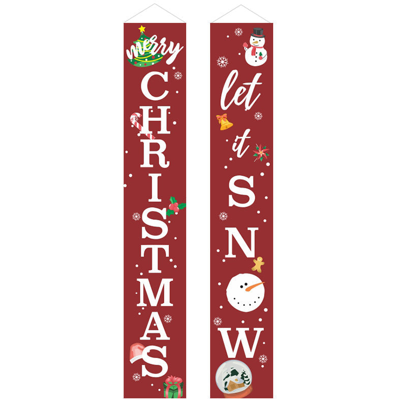Christmas Porch Banner Hanging Front Door Couplets for Outdoor Holiday Party and New Year Decoration