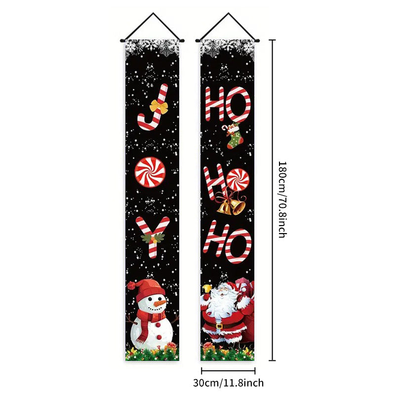 Christmas Porch Banner Hanging Front Door Couplets for Outdoor Holiday Party and New Year Decoration