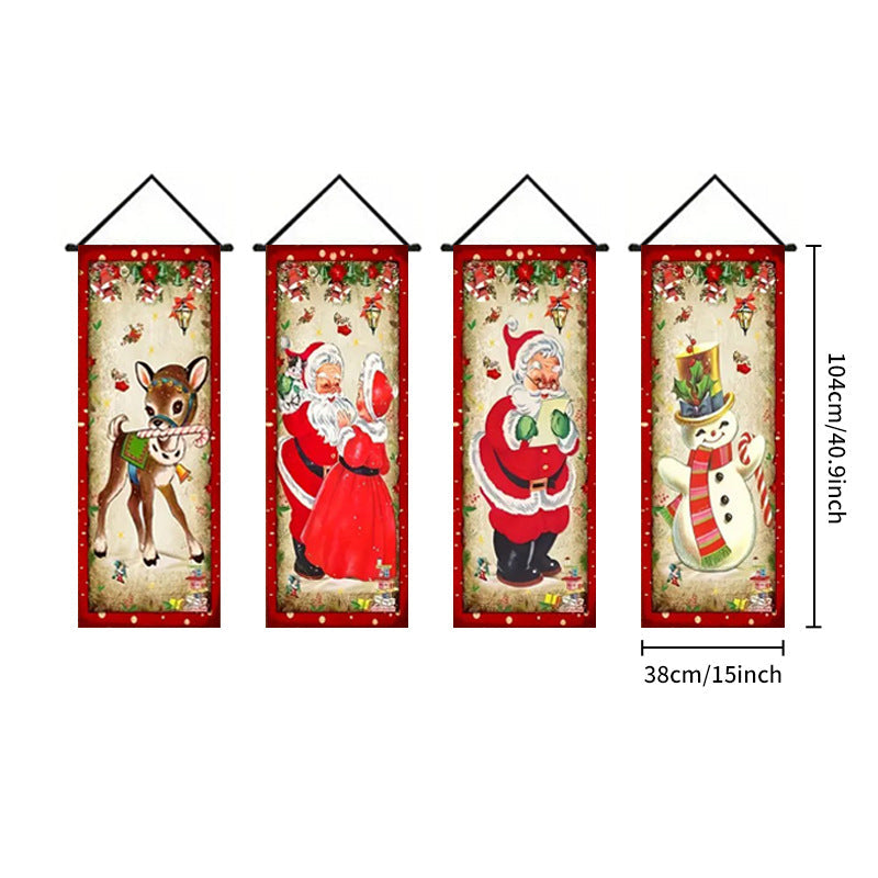 Christmas Porch Banner Hanging Front Door Couplets for Outdoor Holiday Party and New Year Decoration