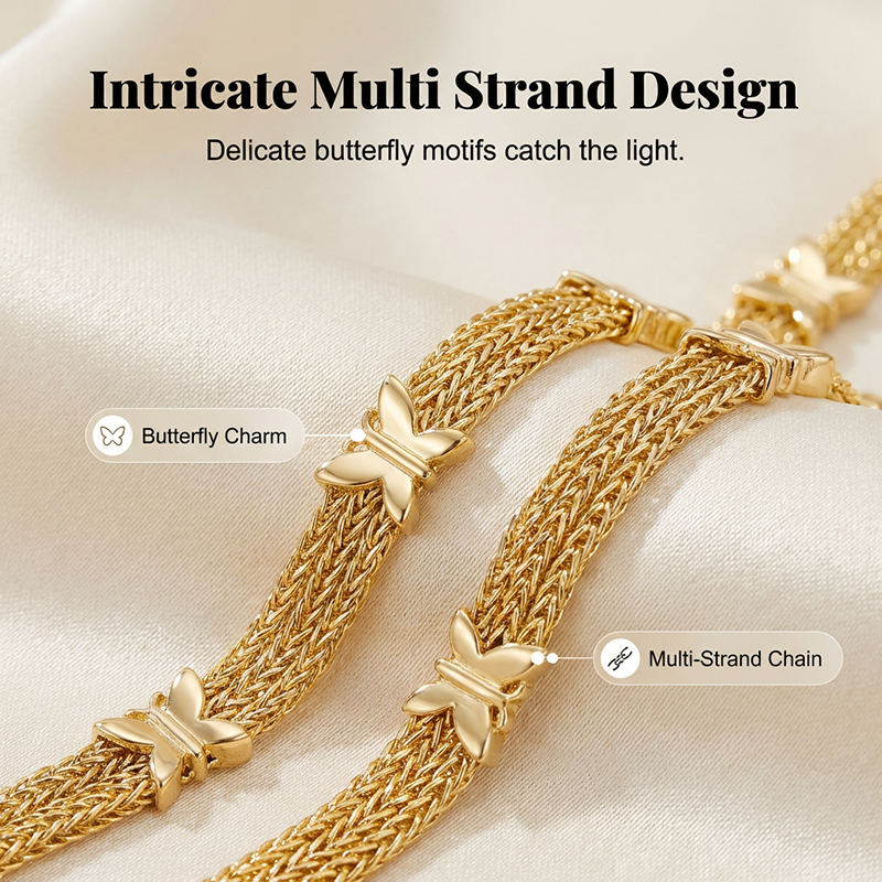 Elegant Butterfly Multi-Strand Chain Bracelet