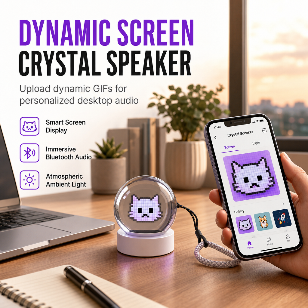 📢📢50% OFF !! ⏰ Careluxpro Transparent Crystal Ball Bluetooth Speaker with Digital Screen for Video and GIF Playback