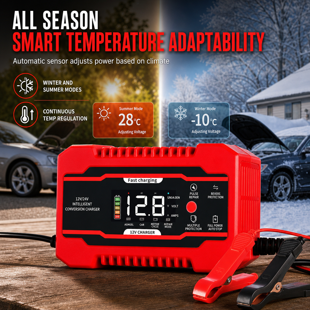 📢📢 50% OFF! 12V 6A Smart Battery Charger – Pulse Repair Mode for Car & Motorcycle Lead-Acid Batteries 🔋🚗
