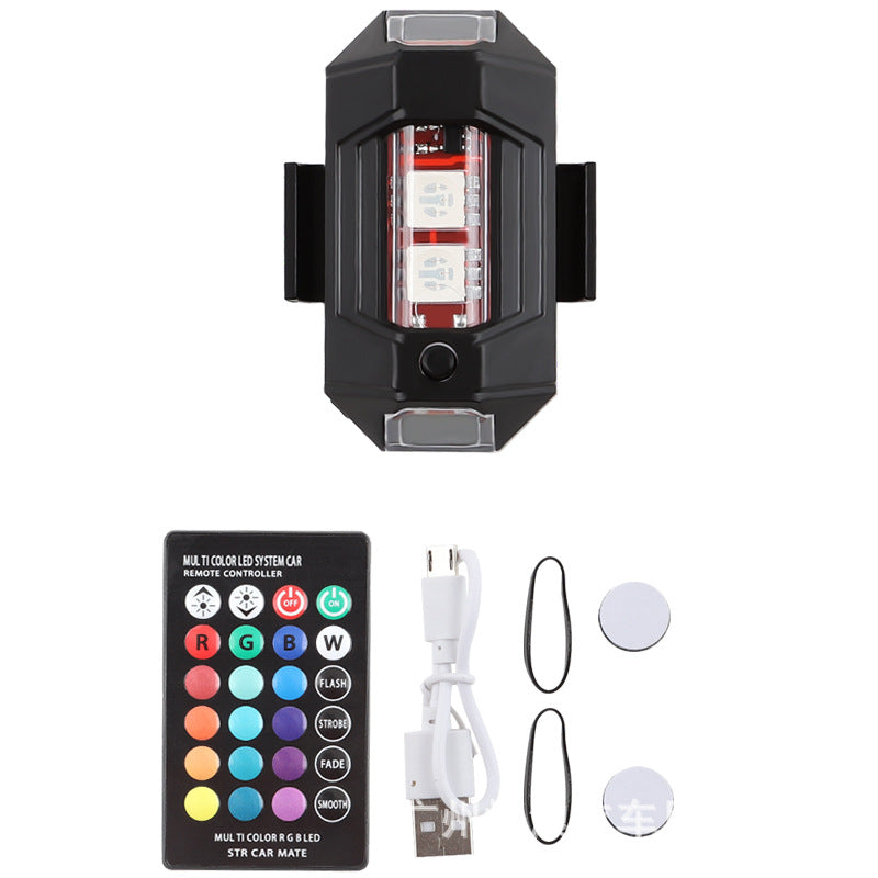 Multicolor LED Strobe Warning Light with Vibration Sensor and Remote Control for Motorcycle Drone Bicycle and Outdoor Use