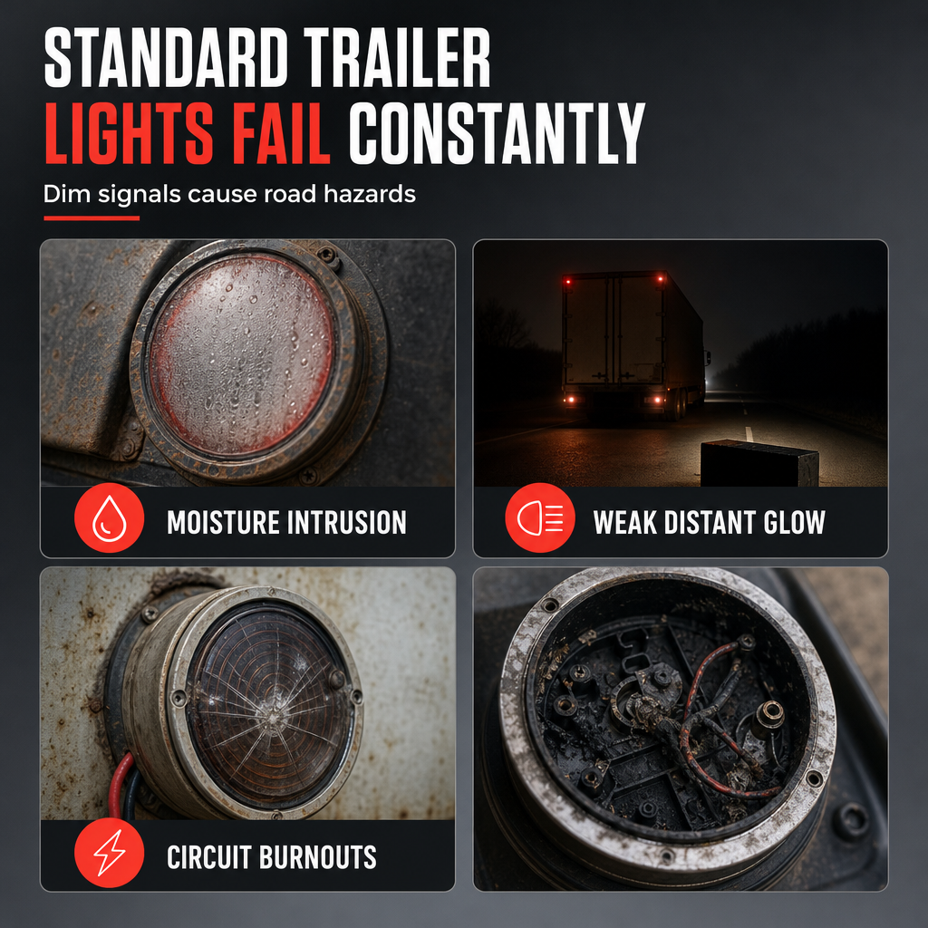 📢📢50% OFF !! ⏰1 Pair of 4 Inch Round LED Tail Lights 12V 24V Turn Signal Brake Lights for Trucks and Trailers