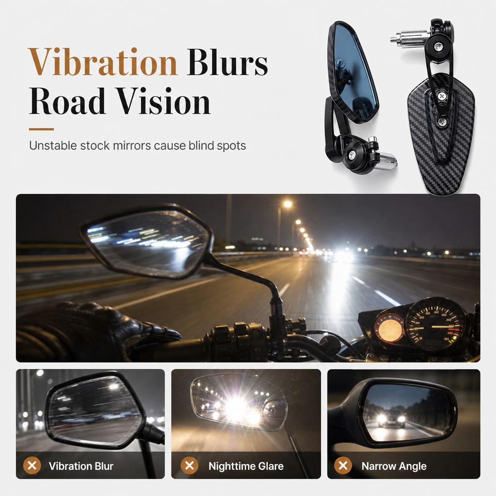 Motorcycle Handlebar End Rear View Mirror Side Mirror Compatible with 150NK 250NK NK400 650NK ST Baboon