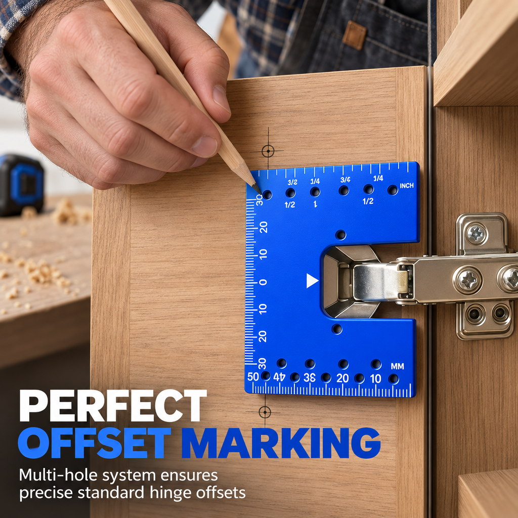 📢📢50% OFF !! ⏰Aluminum Alloy Magnetic Hinge Installation Template and Quick Positioning Fixing Plate Tool