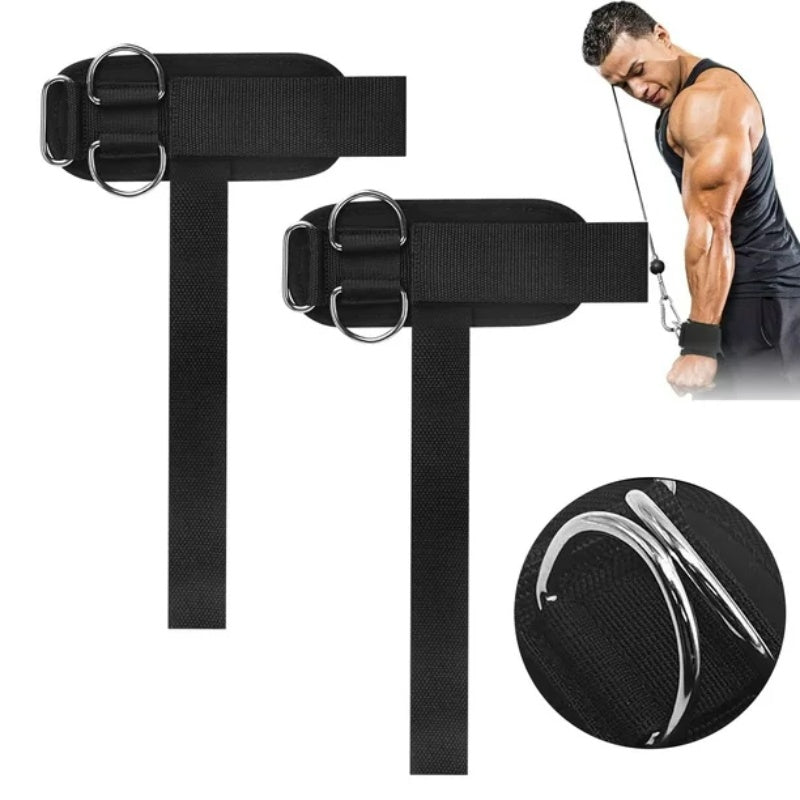 2PCS Weight Lifting Straps With D Rings