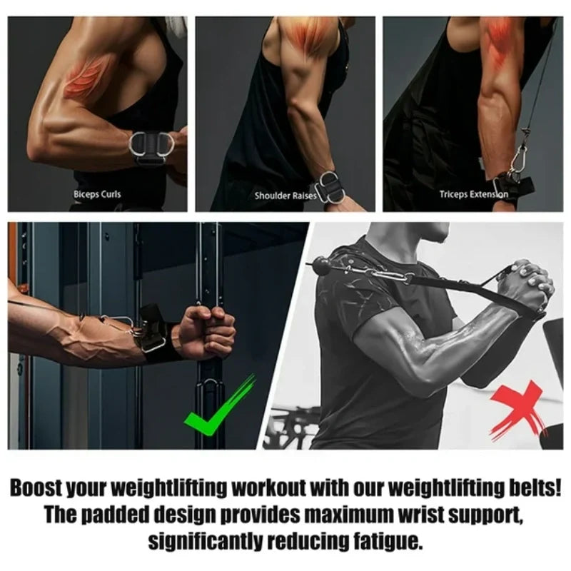 2PCS Weight Lifting Straps With D Rings