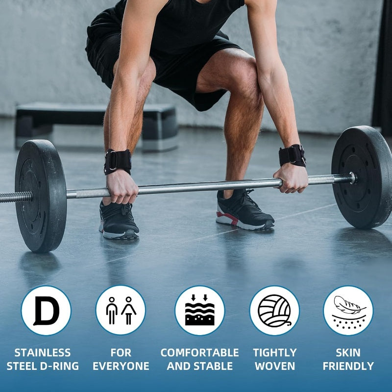 2PCS Weight Lifting Straps With D Rings