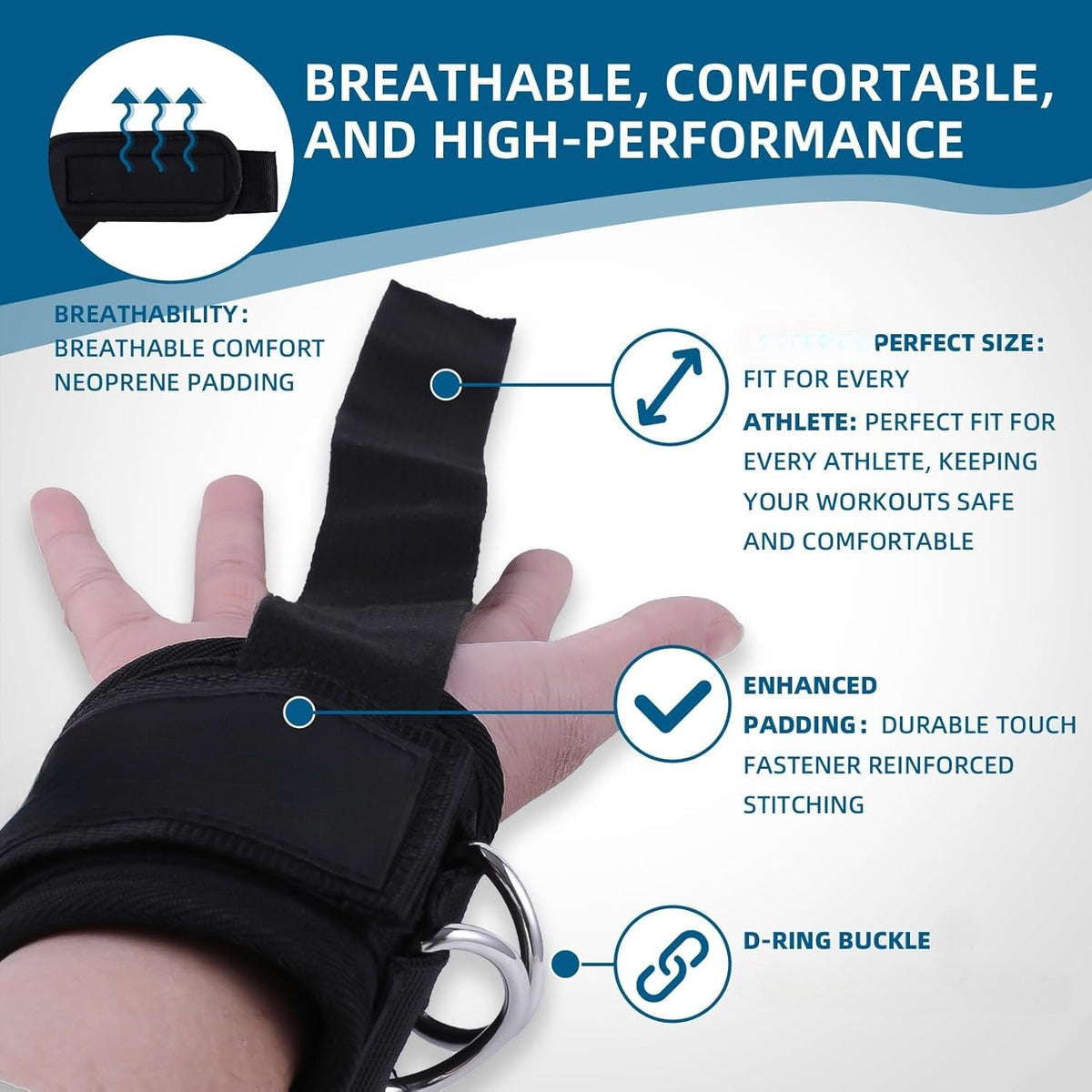 2PCS Weight Lifting Straps With D Rings