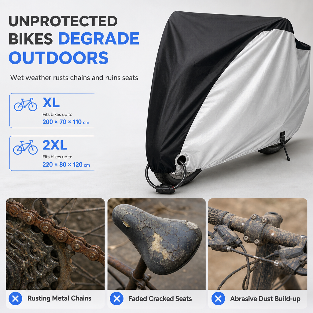 Waterproof and Dustproof 190T Bicycle Cover for Outdoor Bike Protection