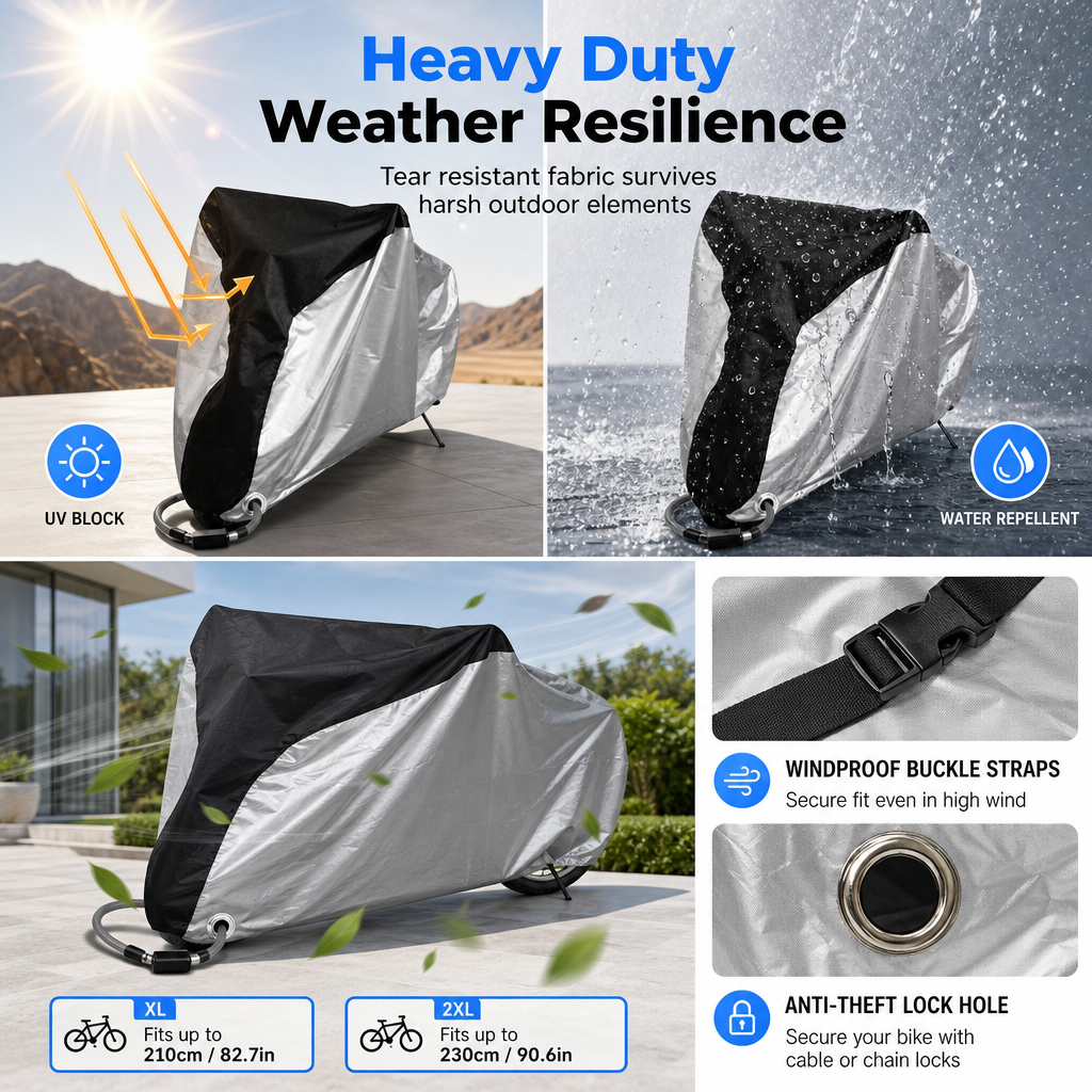 Waterproof and Dustproof 190T Bicycle Cover for Outdoor Bike Protection