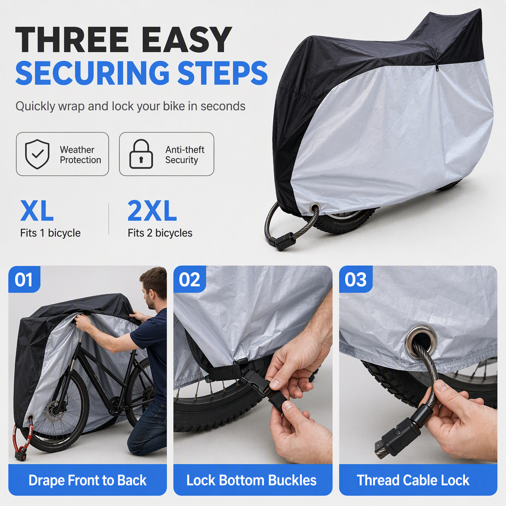 Waterproof and Dustproof 190T Bicycle Cover for Outdoor Bike Protection