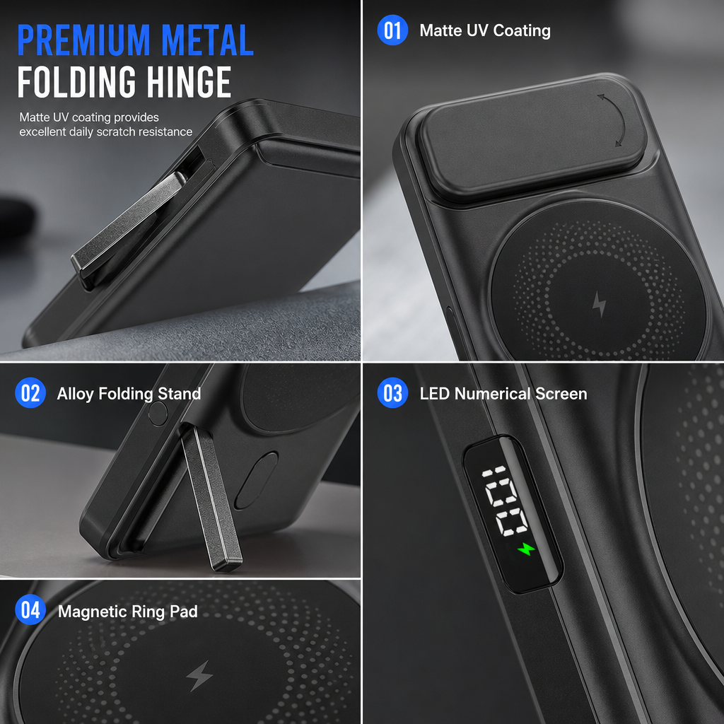 Mini 10000mAh Magnetic Wireless Power Bank Fast Charging Portable for Phones and Smartwatches