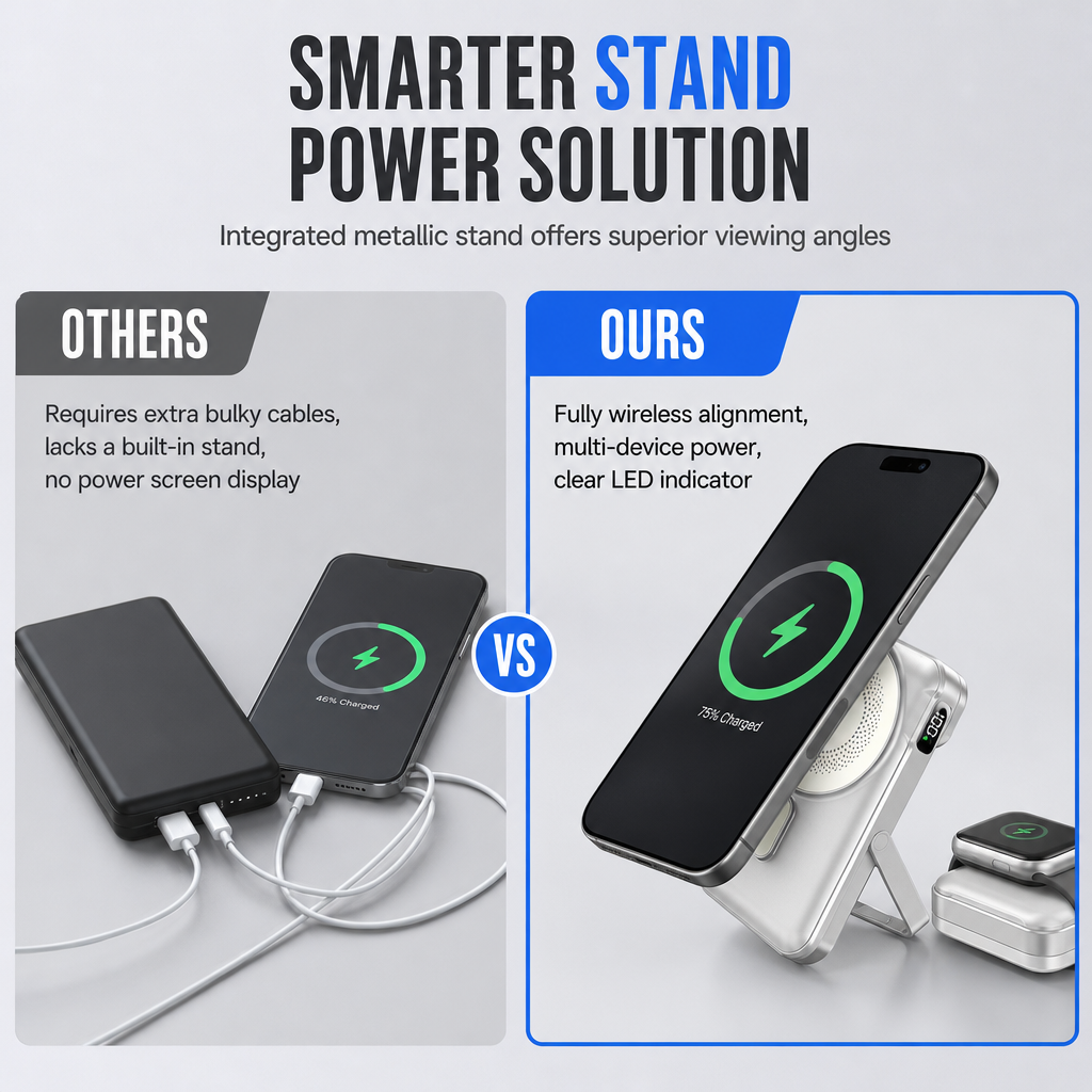 Mini 10000mAh Magnetic Wireless Power Bank Fast Charging Portable for Phones and Smartwatches