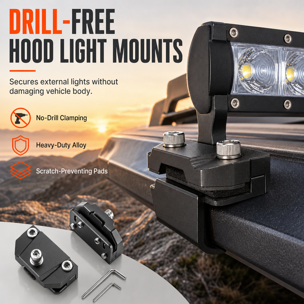 1 Pair Universal Car Engine Hood Clamp Mounting Brackets for LED Work Light Spotlight