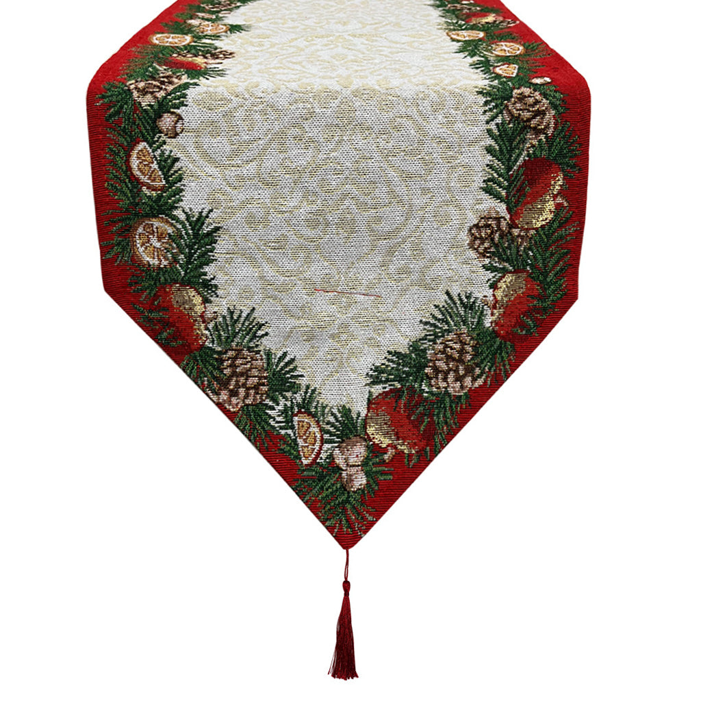 Christmas Table Runner with Tassels for Home Dining Decoration