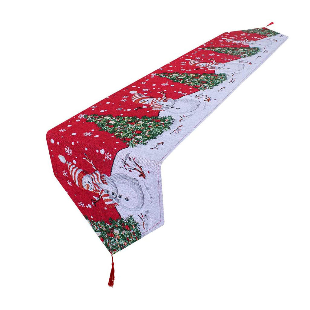 Christmas Table Runner with Tassels for Home Dining Decoration