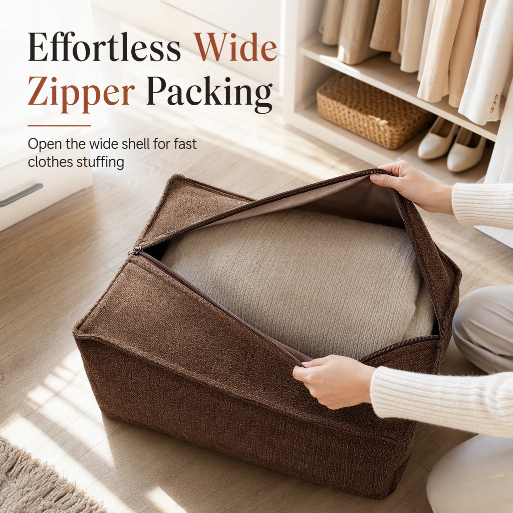 Unfilled Square Pouf Cover Floor Cushion Ottoman Slipcover for Living Room and Clothes Storage Removable Washable 45x45x23cm