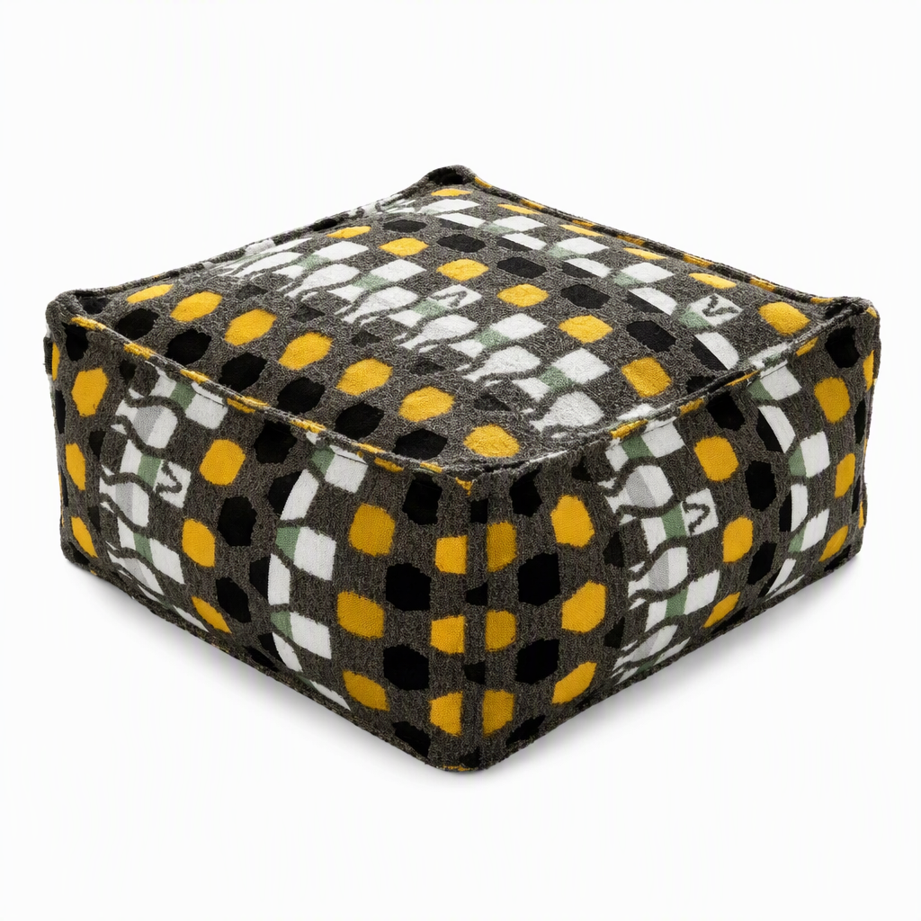 Unfilled Square Pouf Cover Floor Cushion Ottoman Slipcover for Living Room and Clothes Storage Removable Washable 45x45x23cm