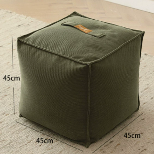 Unfilled Square Pouf Cover Floor Cushion Ottoman Slipcover for Living Room and Clothes Storage Removable Washable 45x45x23cm