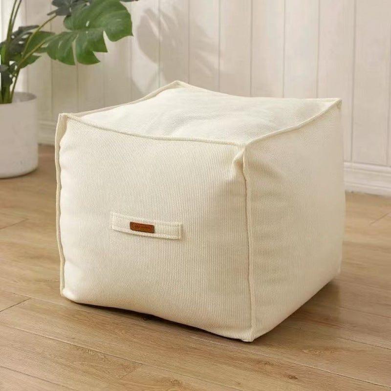 Unfilled Square Pouf Cover Floor Cushion Ottoman Slipcover for Living Room and Clothes Storage Removable Washable 45x45x23cm