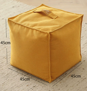 Unfilled Square Pouf Cover Floor Cushion Ottoman Slipcover for Living Room and Clothes Storage Removable Washable 45x45x23cm