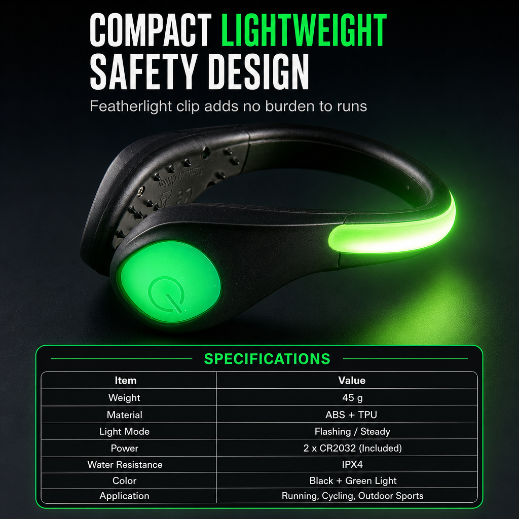 📢📢50% OFF !! ⏰LED Glowing Shoe Clip Light Flashing Safety Warning Light for Night Running and Cycling