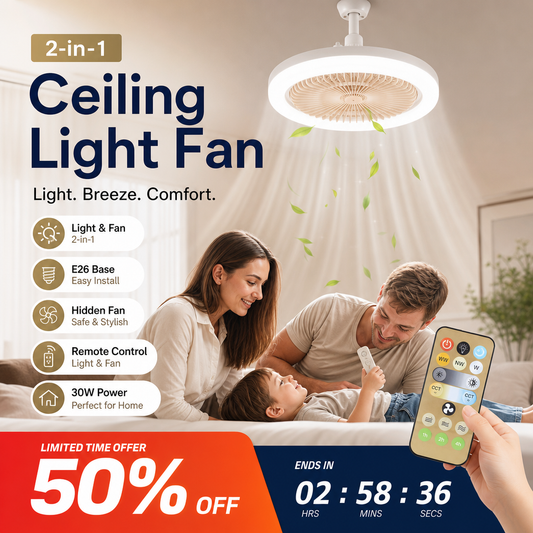 📢📢50% OFF !! ⏰ LED Ceiling Fan with Remote Control & Three-Colour Dimming – 3 Speeds, Quiet Motor – Perfect for bedrooms, living rooms or offices – energy-saving and silent 🔇