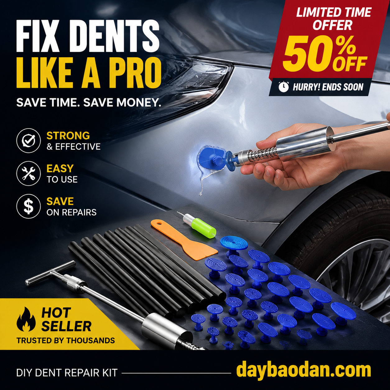 🏆LAST DAY SALE 50% OFF🔥T-Bar Puller Car Dent Repair Tool Kit