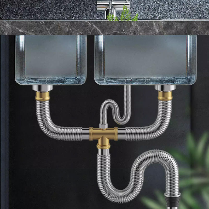 Kitchen Double Sink Stainless Steel Sewer Drain Pipe Fittings