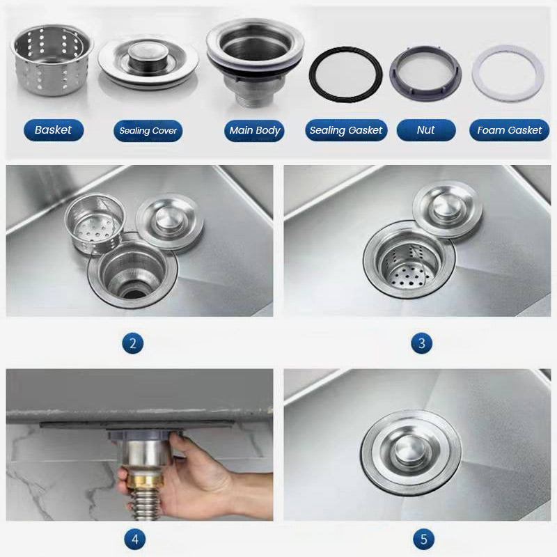 Kitchen Double Sink Stainless Steel Sewer Drain Pipe Fittings