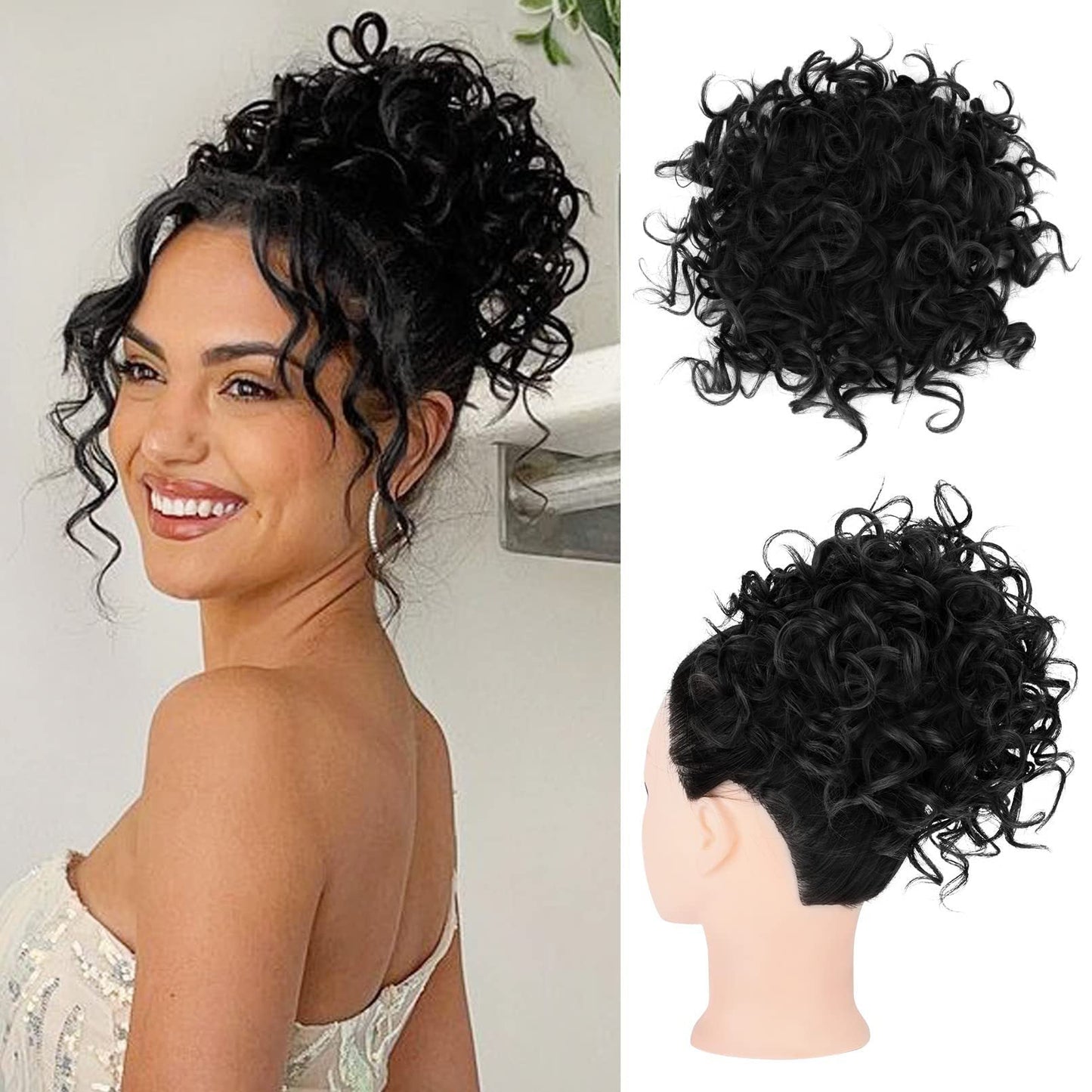 ?Hot Sale 15.99?Elastic Drawstring Loose Short Curly Bun（50% OFF）