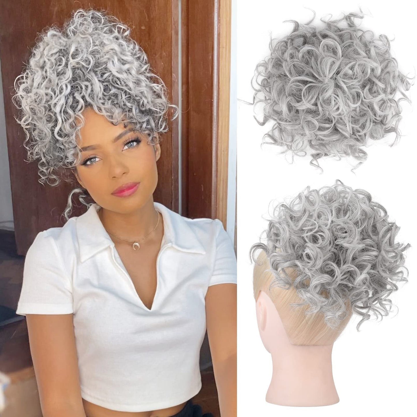 ?Hot Sale 15.99?Elastic Drawstring Loose Short Curly Bun（50% OFF）