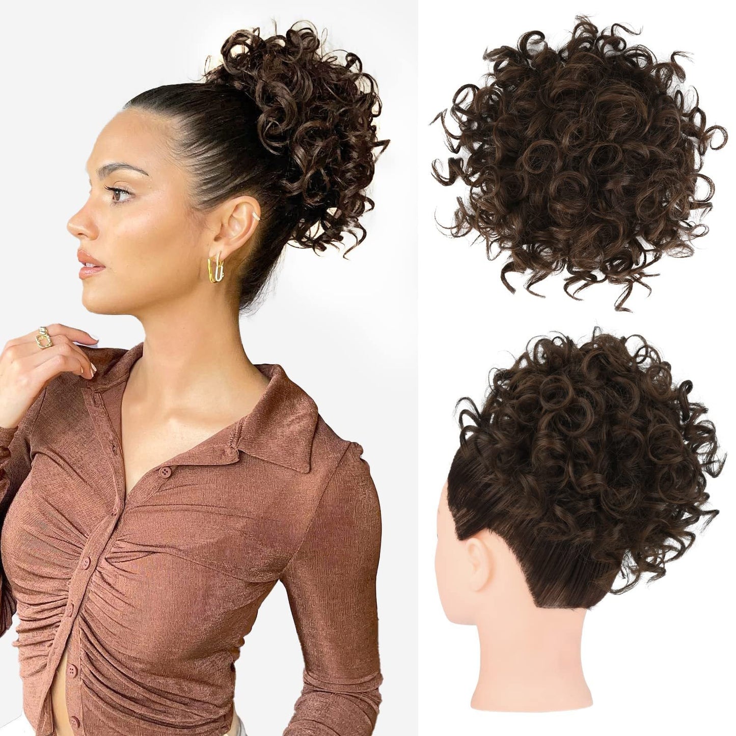 ?Hot Sale 15.99?Elastic Drawstring Loose Short Curly Bun（50% OFF）