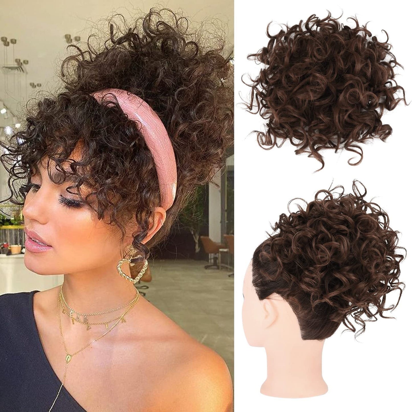 ?Hot Sale 15.99?Elastic Drawstring Loose Short Curly Bun（50% OFF）