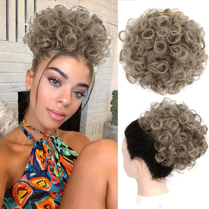 ?Hot Sale 15.99?Elastic Drawstring Loose Short Curly Bun（50% OFF）