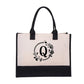 Perfect Gift-DIY Letter Canvas Bag Women Hit Color Simple Shoulder Shopping Tote Handbag