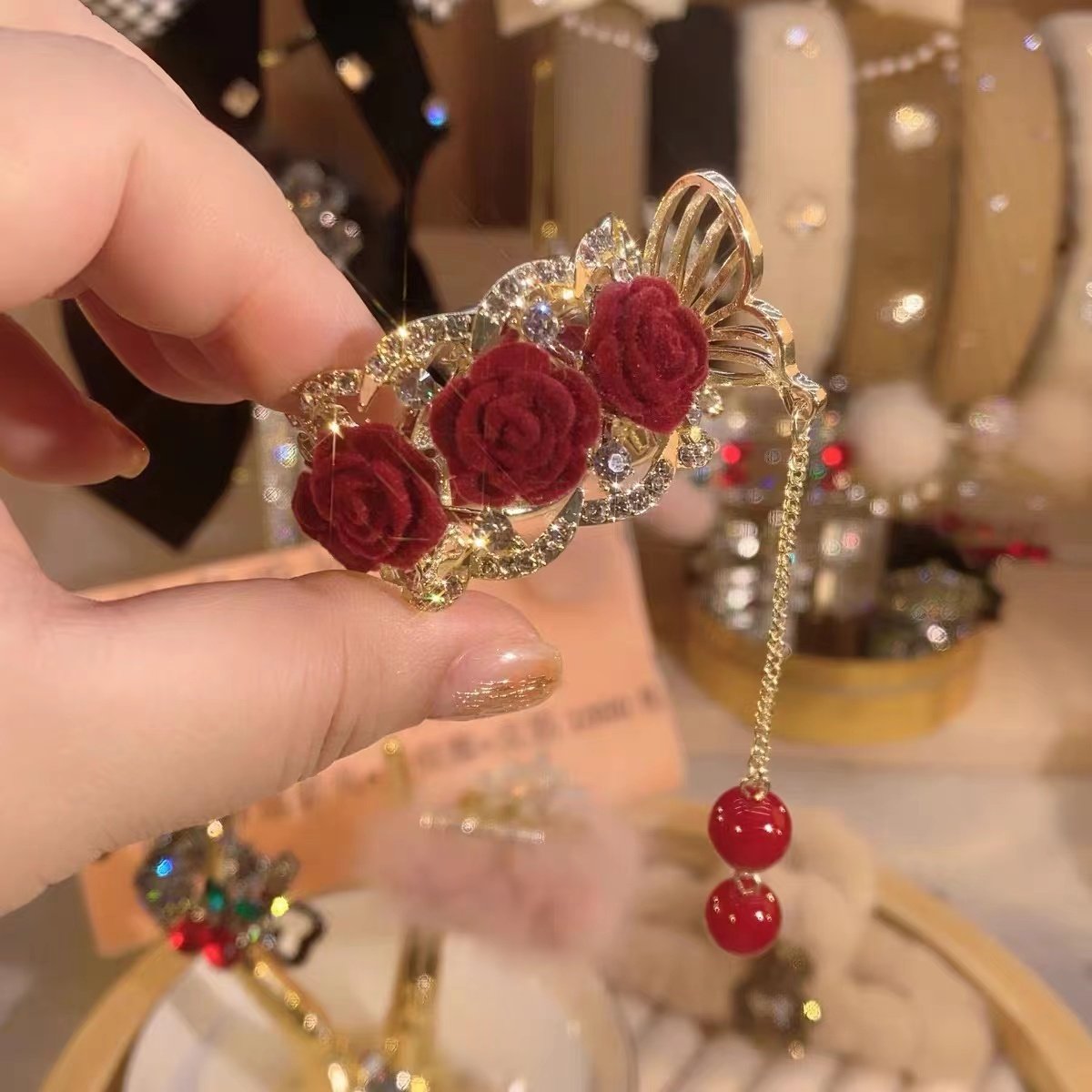 Vintage rose hairpins