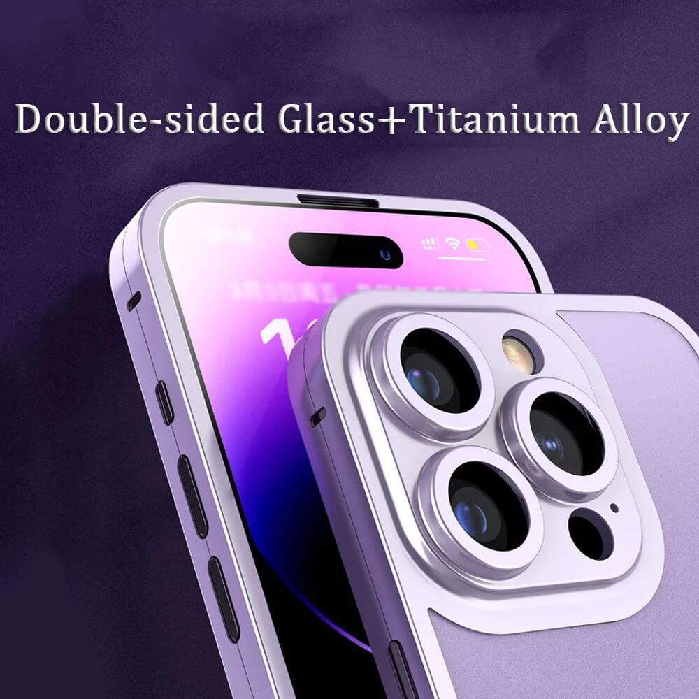 For iPhone 13/14 Titanium Alloy Double-sided Glass All-inclusive Phone Case