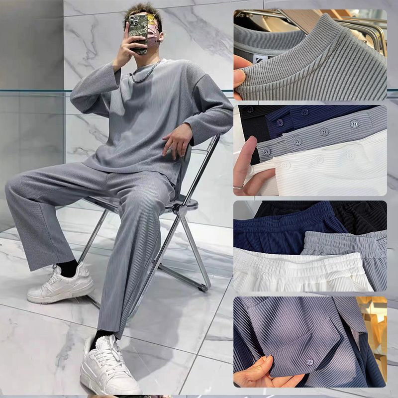 Men’s Loose Fashionable Long Sleeve 2-piece Set