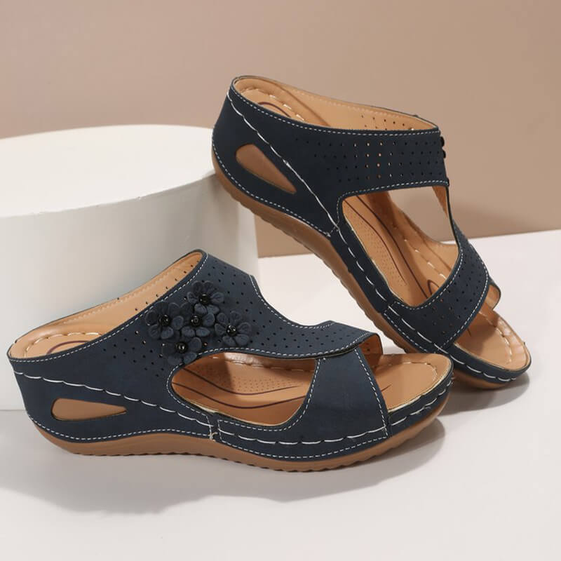 Comfortable correction peep-toe wedge heel fashion sandals