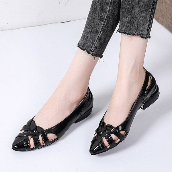 Women's Flats Hollow Out Slip On Shallow Ladies Shoes Pointed Toe Casual Shoe