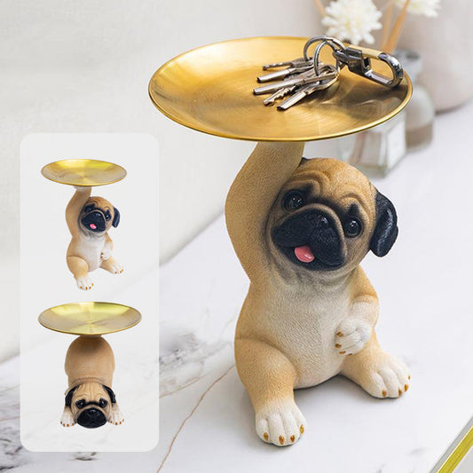 [Creative Gifts] Resin Dog Statue Tray Storage Key Holder Decor