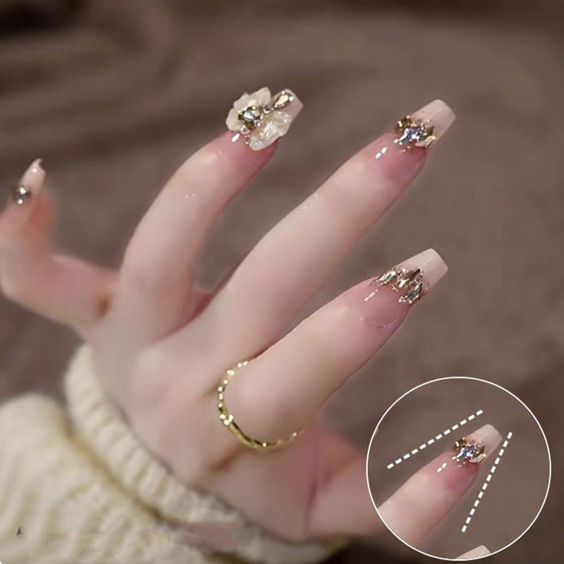 [Exquisite Gift] Sweet Artificial Rhinestones Wearable False Nails for Women