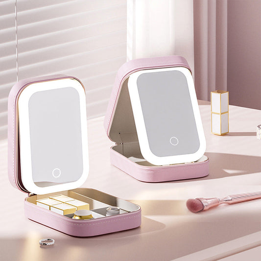 [Best Gift For Her] Integrated Makeup Storage Box With Light-Filling Mirror & Free shipping