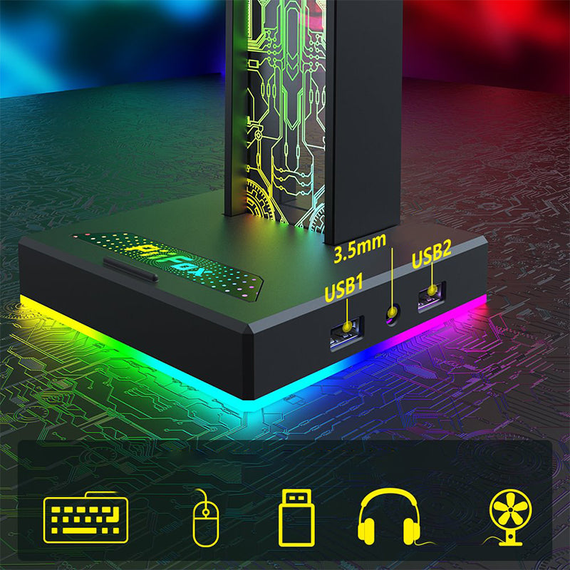 Illuminated Integrated USB RGB Gaming Headset Stand