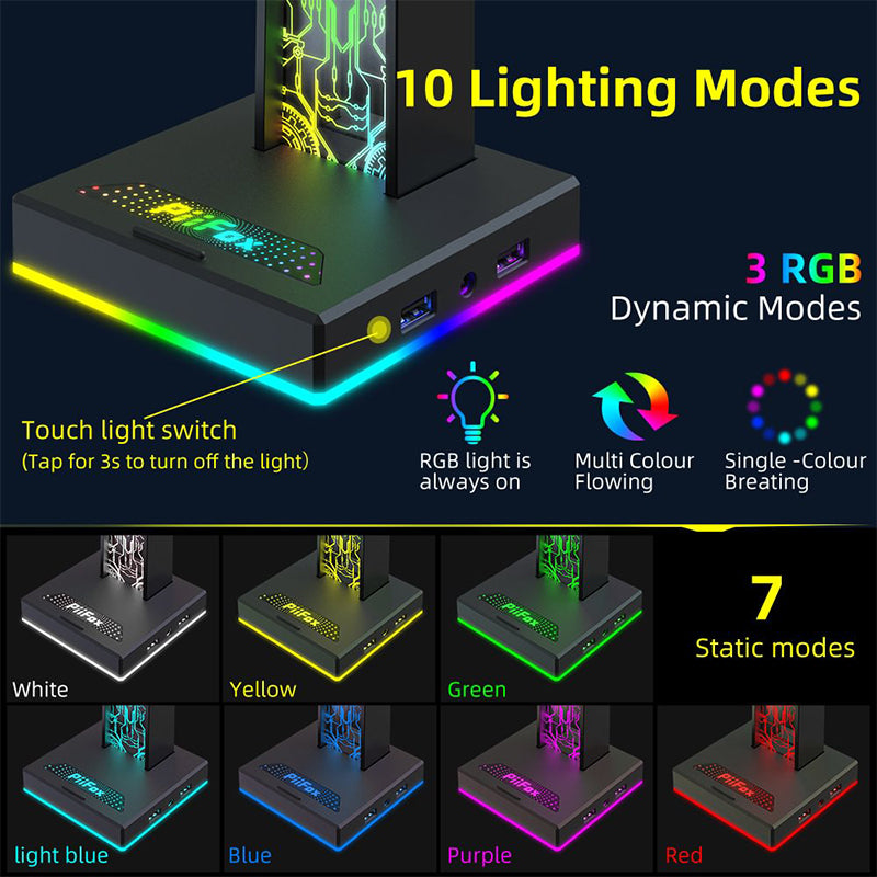 Illuminated Integrated USB RGB Gaming Headset Stand